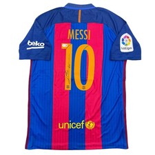 Autographed/Signed Lionel Leo Messi FC Barcelona Soccer Jersey Beckett BAS COA