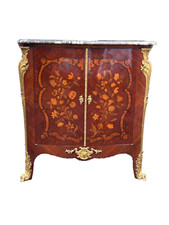 Antique Louis XV Mahogany Inlay Gilded Bronze Buffet Stand Height Furniture