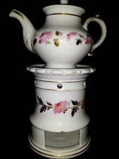 N°23) Ancienne Grande  tisanière en porcelaine  Décor  fleurs et or 23 cm 