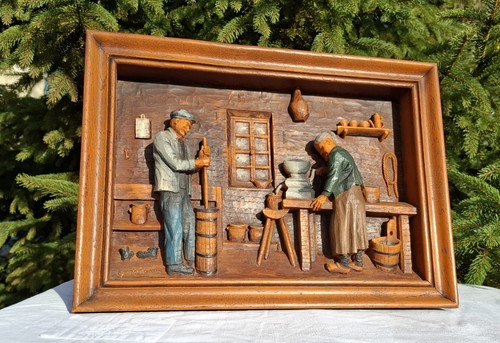 Tableau bois sculpté en - tableau,