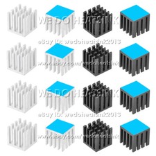 15x15x15mm Silver / Black Slotted Anodized Aluminum Heatsink With Adhesive Tapes
