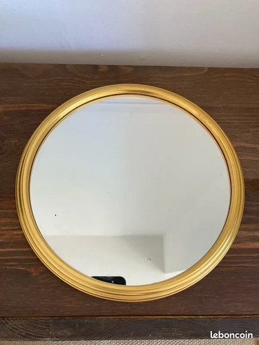 Miroir rond dore vintage - , ca26