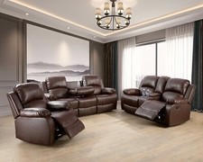 NEW Brown Leather 3PC Sofa