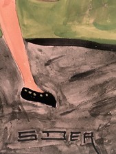 Tableau ancien gouache scène