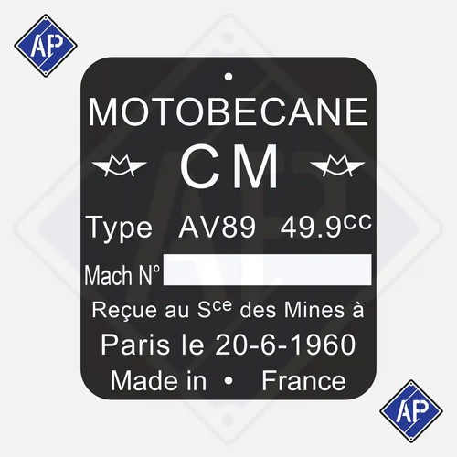 Plaque cadre motobécane - de,