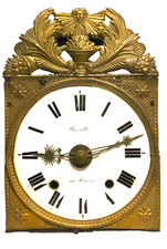 Mouvement comtoise à verge, cloche,réveil,roi soleil,aiguilles Baratte au Havre