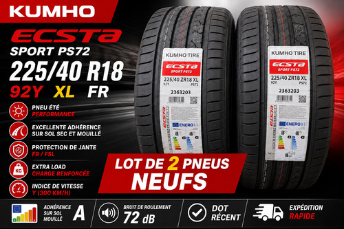 Pneus 225 r18 92y - 225/40, kumho
