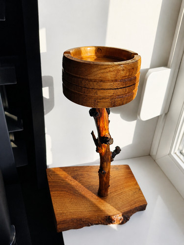 Cendrier artisanal bois - cendrier, en