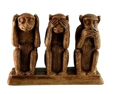 Statuette 3 Singes de la Sagesse en Résine Artisanat Népal  H 9.5 cm #  3466