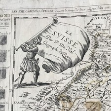 Carte Suisse 1686 Par Du Val Géographe Du Roy Switzerland Map 17thC