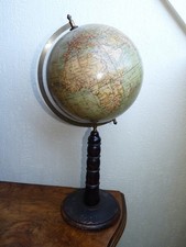 Stunning Rare Antique Large Earth Globe World Map 21cm Diameter