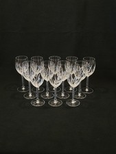 12 white wine glasses in crystal D'Arques model Fleury cut flame 
