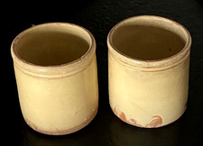 2 pots anciens vintage  confiture graisse moutarde grès jaune Art populaire
