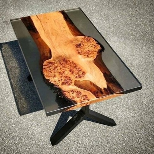 Table époxy noire - , bois