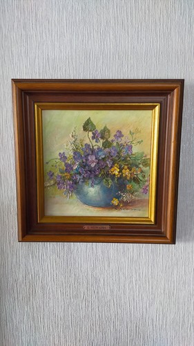 Cadre bois decor violettes - decor,