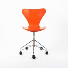 1979 Arne Jacobsen for Fritz Hansen Model 3117 Adjustable Desk Chair in Orange