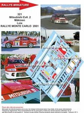 DECALS 1/18 REF 0321 MITSUBISHI EVO 6  MAKINEN OU LOIX  RALLYE MONTE CARLO 2001
