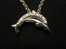 925 Serling Silver Cubic Zirconia Dolphin Pendant Necklace 18" ~ Weighs 4.2 Gram