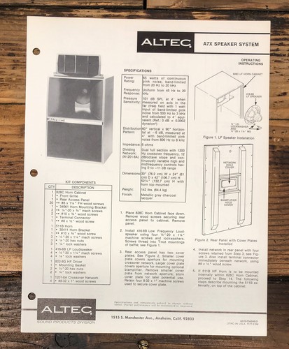 Altec model a7x speaker - model,