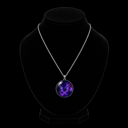 Collier papillon violet - papillon,