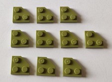 LEGO - Lot de 10 carreaux 26601 coin coupé 2 X 2 vert olive clair *NEUF*
