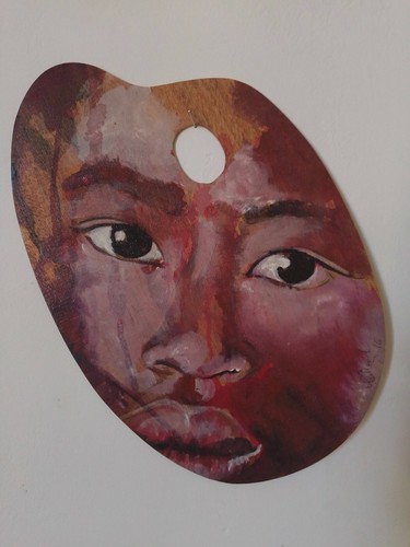 Visage sur palette bois - , art