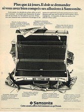 PUBLICITE ADVERTISING  1975   SAMSONITE  valises bagages