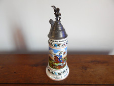 OLD Large GERMAN PORCELAIN and Tin Beer Mug WW1