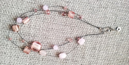 Collier rangs perles roses - collier, 3