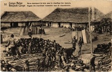 BELGIAN CONGO BLACK WOOD GATHERING STEAM HEATING PC (a62335)