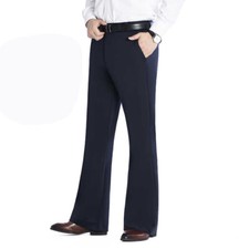 Hommes Habillé Patte D’Éléphant Affaires Évasé Pantalon Élastique Slim Mariage