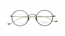 360€ Lunettes de vue ronde or et marron en titane FRANK CUSTOM FT7171E C1 47mm