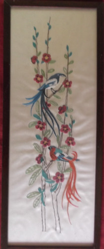 Panneau japonisant oiseaux