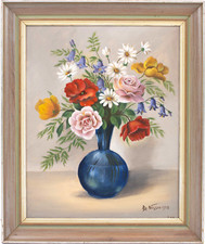 Oil on canvas painting Framed Swedish artist ALGOT NILSSON Floral Still Life