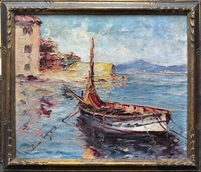 TABLEAU HUILE SUR TOILE - SALOMON LE TROPEZIEN - SAINT TROPEZ - LA PONCHE