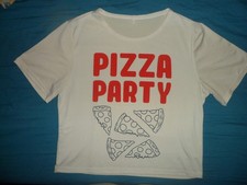TEE-SHIRT HUMORISTIQUE "PIZZA PARTY" FEMME/J.FILLE TAILLE 38/40 STRETCH  TBE!!!