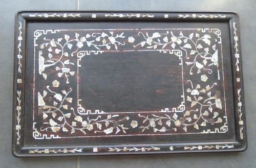Ancien plateau bois nacre - plateau,