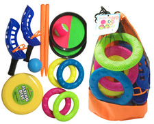 4 IN 1 Jardin Jeux Set Bague Tirage au Sort ,Pelota ,Frisbee & Catch Balle