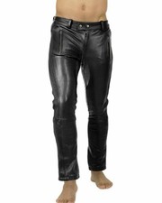Pantalon en cuir pour hommes 100 % véritable peau d'agneau surpiqûres...