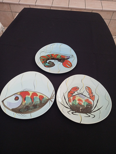 Assiettes decor poisson - assiettes,