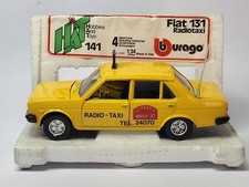Vintage 1/24 BURAGO FIAT 131 RADIOTAXI HAT 141 Diecast Model Car with Base