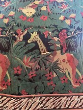 Tapisserie Tapestry Huge Jungle Green Lion GiraffeTigers Lined Spread Large 101”