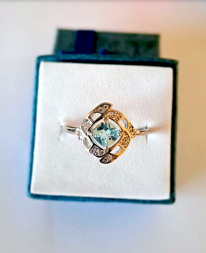 Bague topaze sky - blue, argent
