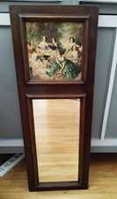 TRUMEAU BOIS  ANCIEN - Miroir et peinture-
