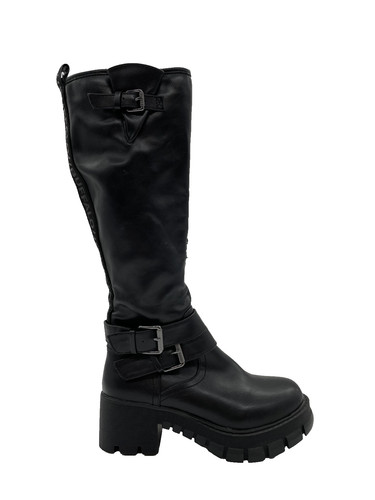 Bottes plates cuir noir - plates,