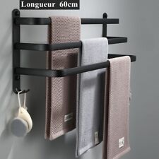 Porte Serviette 60cm Salle Bains Cuisine Noir 3 Barre Porte Mural avec/sans perc