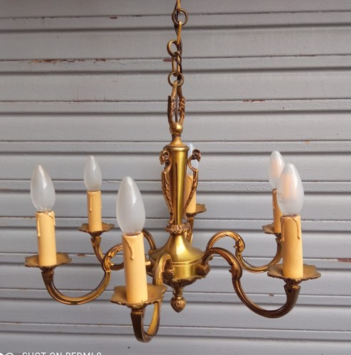Ancien lustre bronze style - lustre,