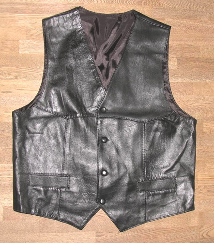 Gilet cuir noir homme - cuir,