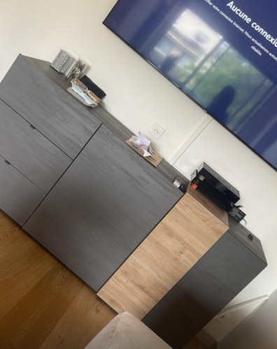 Meuble console bois gris et - meuble, tv