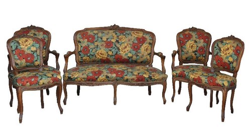 Salon rocaille noyer style - salon,